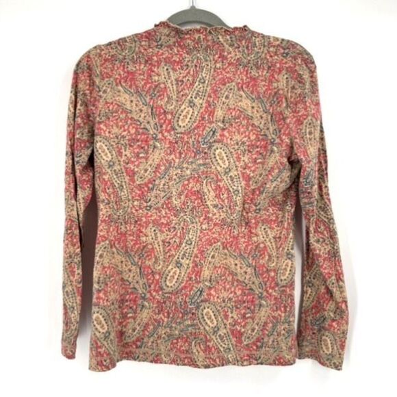 Lauren Ralph Lauren Women's Paisley Top Pink Ruffle Neck Medium Feminine - Picture 3 of 9
